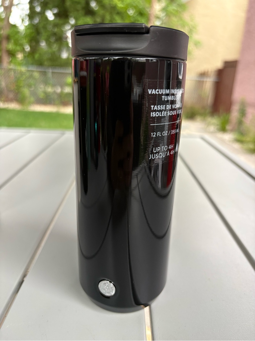 Starbucks Glossy Black Stainless Travel Tumbler with Flip Lid